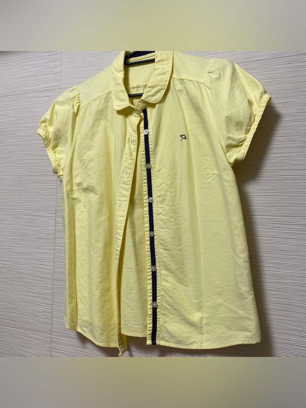 Arnold Palmer ☂️Casual Short-Sleeve Yellow Button-Down Shirt with Contrast Trim